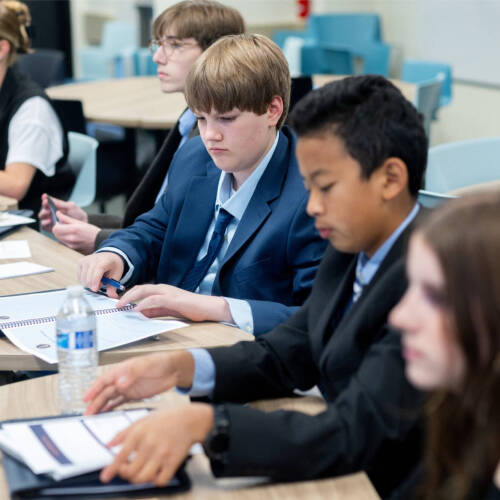 Students participating in the Hauenstein Center's Future Presidents of America camp work on an exercise. Image credit - Emily Zoladz